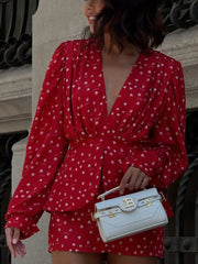 Heart-patterned Tiered Mini Dress