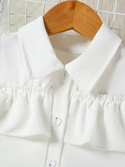 Toddler white ruffled shirt with collar and buttons