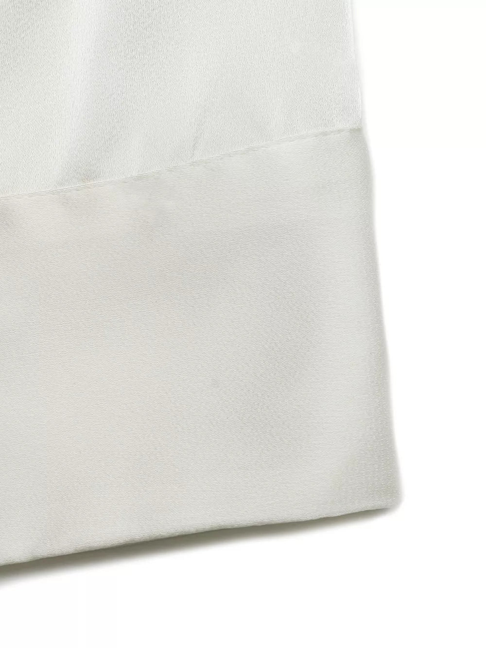 White polyester satin tank top with gathered neckline detail