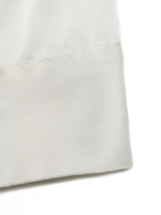 White polyester satin tank top with gathered neckline detail