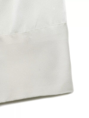 White polyester satin tank top with gathered neckline detail