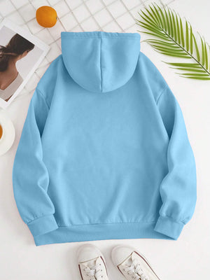 Light Blue oversized hoodie with pouch pocket, ribbed cuffs and hem.