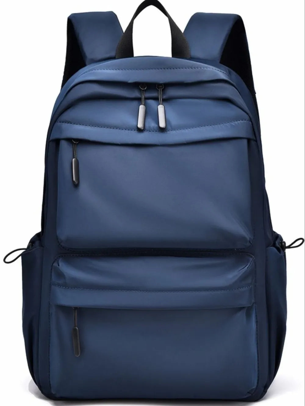 Navy urban commuter backpack with multiple exterior zip pockets and side pockets.