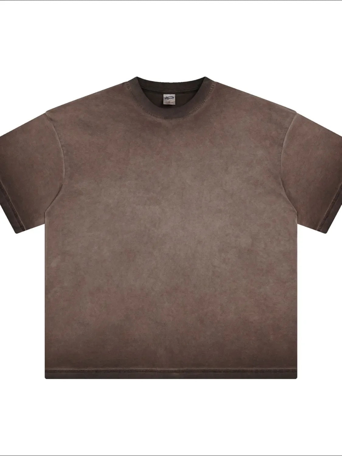 Pigment-dyed oversized tee in Coffee Brown with a crew neck and short sleeves.
