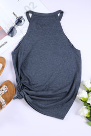 Dark Navy halter tank top with knot detail at hem