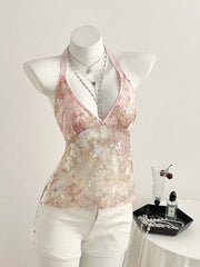 Sequin Halter Neck Cami, front view