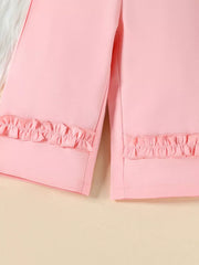Toddler floral ruffle trim underwear set in green or pink.