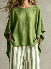 Solid Color Top And Pants Two-piece Set Plus Size, side view