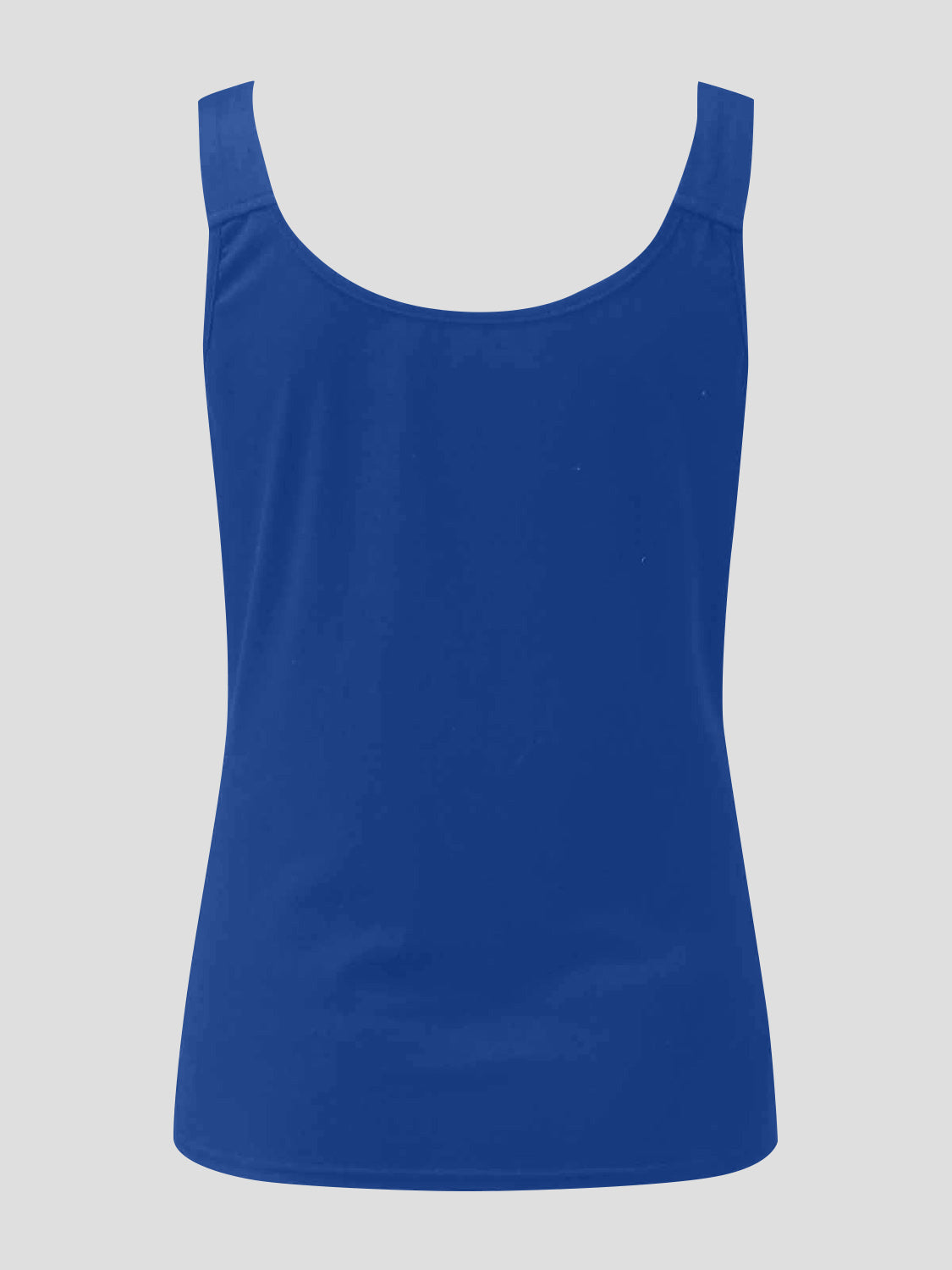 Royal blue ribbed tank top with scoop neckline and wide straps.