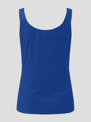 Royal blue ribbed tank top with scoop neckline and wide straps.