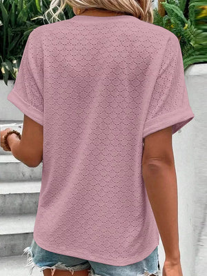 Notched Short Sleeve Top, fit detail