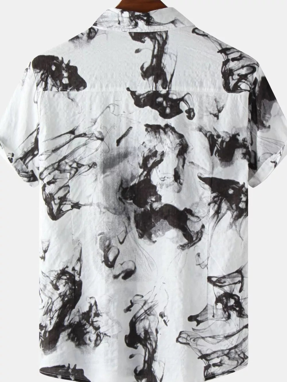 Men's Plus Size Abstract Ink Splash Short Sleeve Shirt in Black, side view