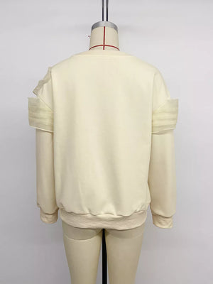 Bow Round Neck Long Sleeve Sweatshirt, model styling view