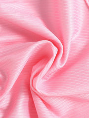 Pink ruffled tank top and flare pants set fabric detail