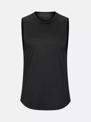 Black relaxed fit men's crew neck tank top
