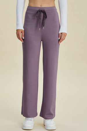 Soft drape wide leg lounge pants in Moonlit Mauve with drawstring waist
