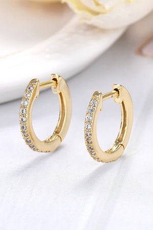 Gold pavé hoop earrings with clear stones, 18K gold-plated sterling silver.