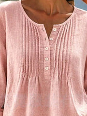 Casual Button Detail Long Sleeve Linen Shirt in Yellow, fit detail