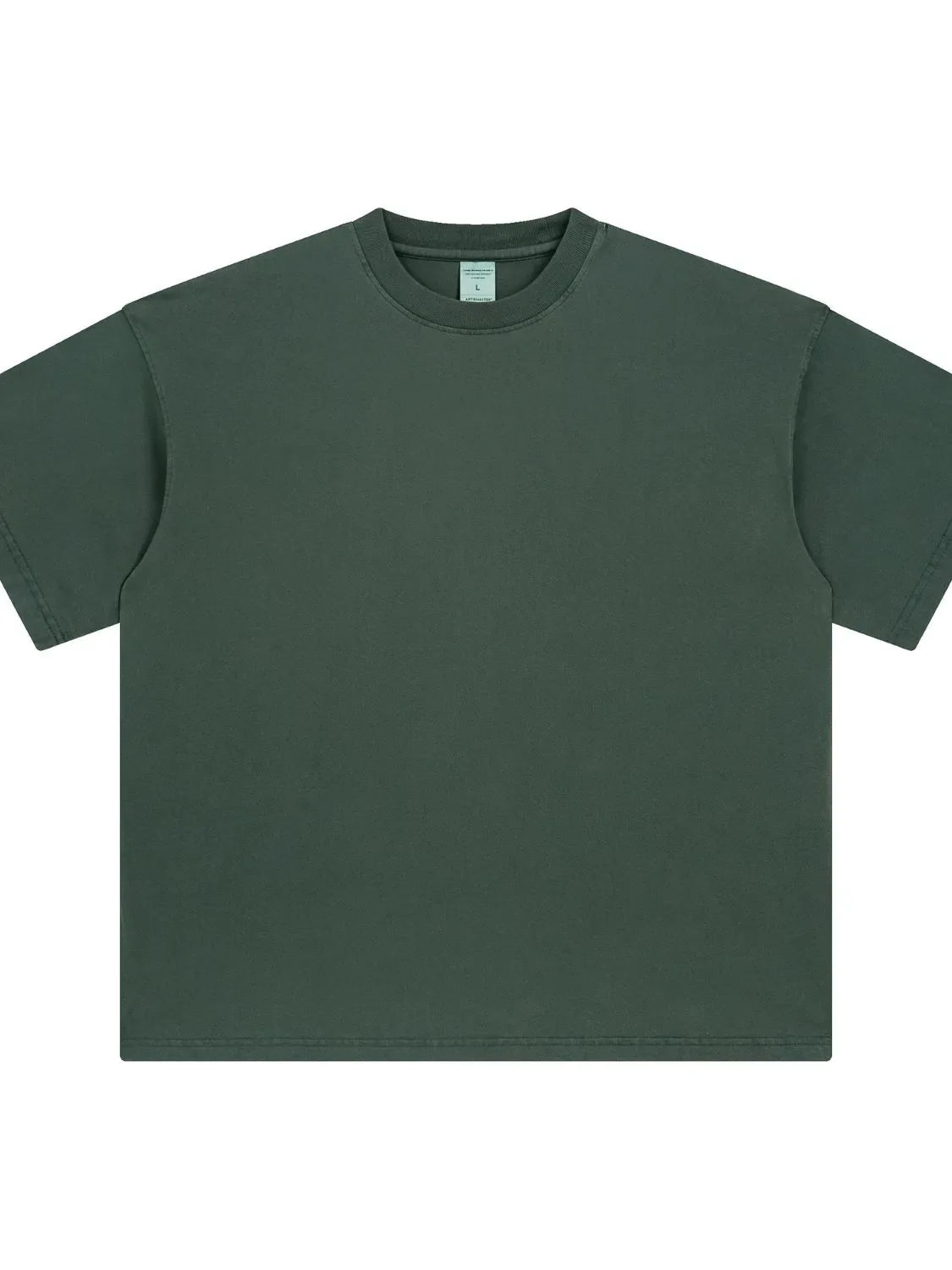 Oversized washed cotton crewneck t-shirt in dark gray with a relaxed fit.