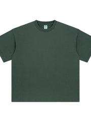 Oversized washed cotton crewneck t-shirt in dark gray with a relaxed fit.