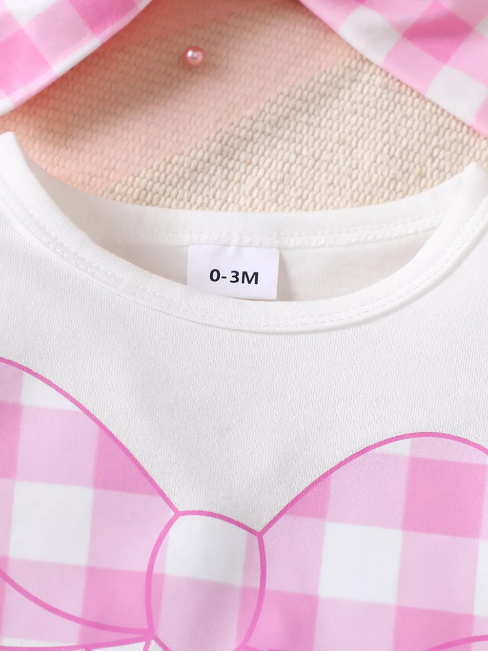 Children's Ruffled Bow Bodysuit And Pants Set in Pink, alternate angle