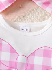 Children's Ruffled Bow Bodysuit And Pants Set in Pink, alternate angle
