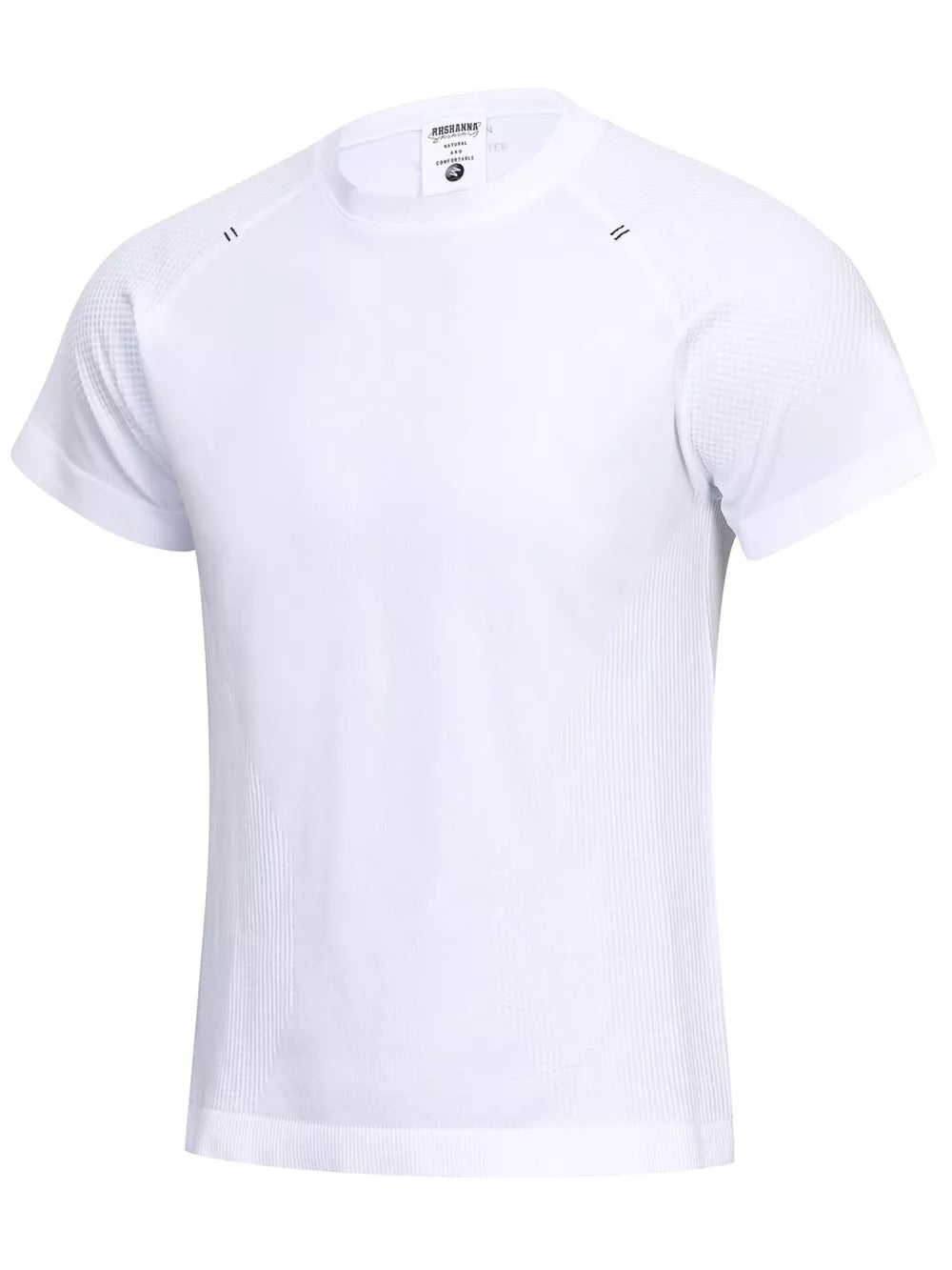 Men's Textured Knit Short Sleeve T-shirt in White, fabric detail