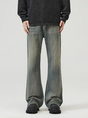 Wide-leg vintage wash jeans in Vintage Blue denim with a flared leg.