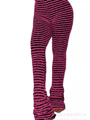 Striped Fuzzy Knit Pants in Army Green, view 13