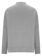 Oversized ribbed knit sweater in dark gray with drop shoulders and crewneck.