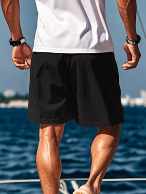 Men's Drawstring Casual Shorts in White, editorial view