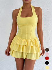 Chic Tiered Ruffle Halter Dress