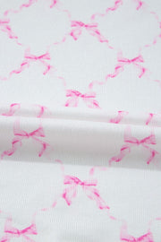 Pink bow print loungewear set fabric detail