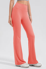Sculpted flare leggings in watermelon pink with a high waist and performance fit.