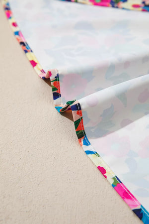 Flower Print Frilled Collar Puff Sleeve Blouse, editorial view