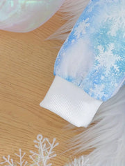 Children's Snowflake Hoodie And Leggings Set in Light Blue, back view