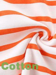 Baby cotton polo shirt with orange and white stripes