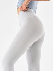 Light Gray high-waist leggings with contouring seams.