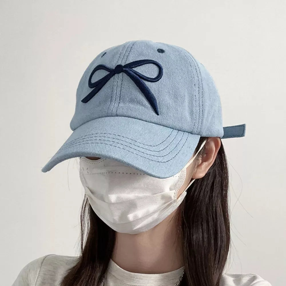 Embroidered Bow Baseball Cap, back view