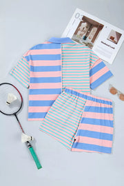 Playful Striped Two-piece Short Set