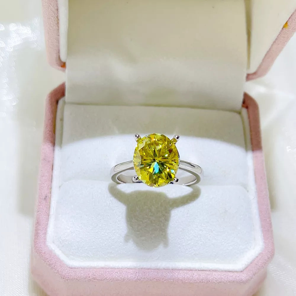 Oval Solitaire 0.5 Carat Moissanite Sterling Silver Ring, model styling view