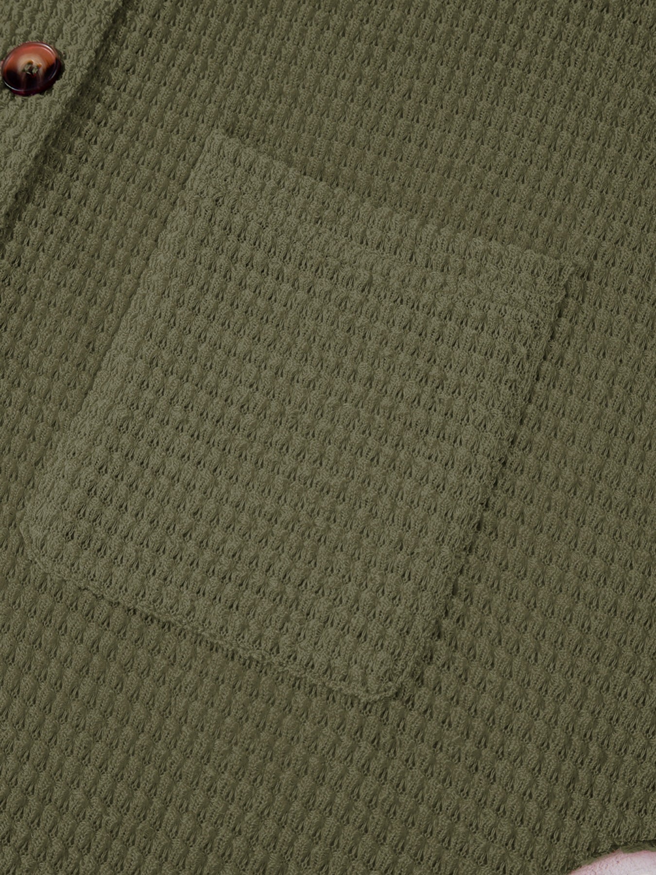 Moss waffle-knit shirt with button detail and chest pocket