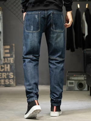 Men's Slim Fit Distressed Jeans, close-up detail