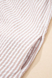 Stripe Frilled Collar Half Sleeve Shirt Dress, model styling view