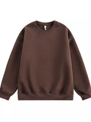 Oversized crew-neck sweatshirt in coffee brown with ribbed cuffs and hem.