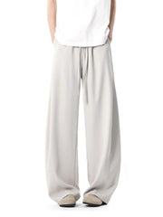 Men's light gray relaxed wide leg sweatpants with drawstring waist