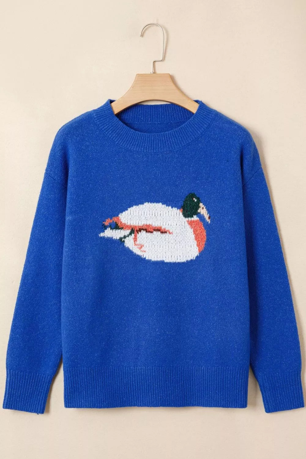 Duck Graphic Drop Shoulder Sweater in Royal Blue, product detail
