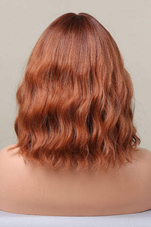 Rose Quartz bob wig in ochre with wavy texture and bangs