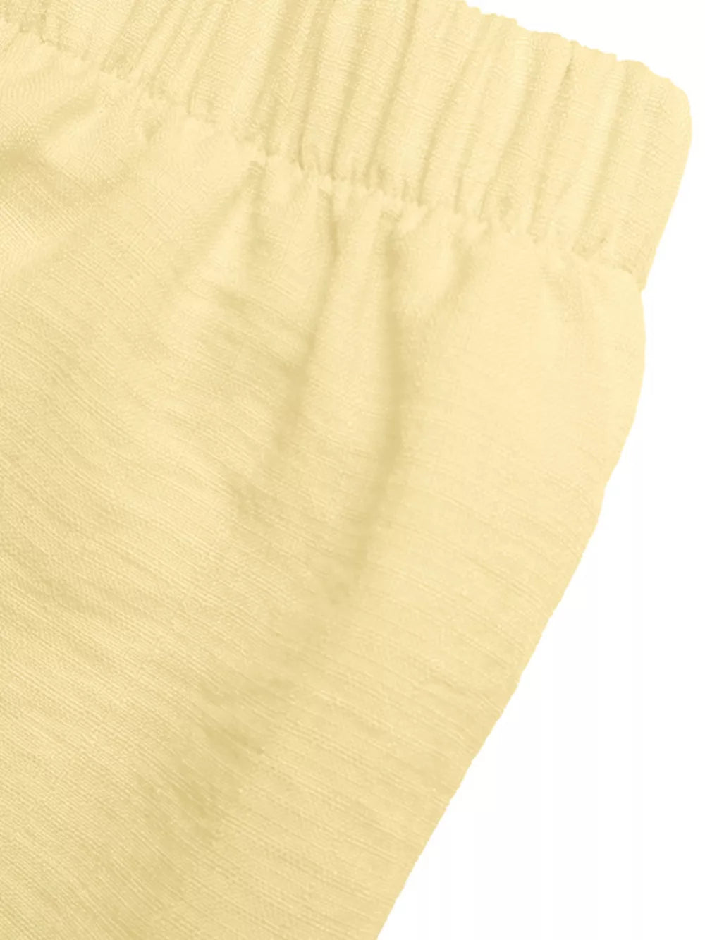 Yellow peplum hem two-piece set with button detail, elastic waistband detail