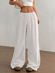 Wide-leg Drawstring Cotton Pants, side view